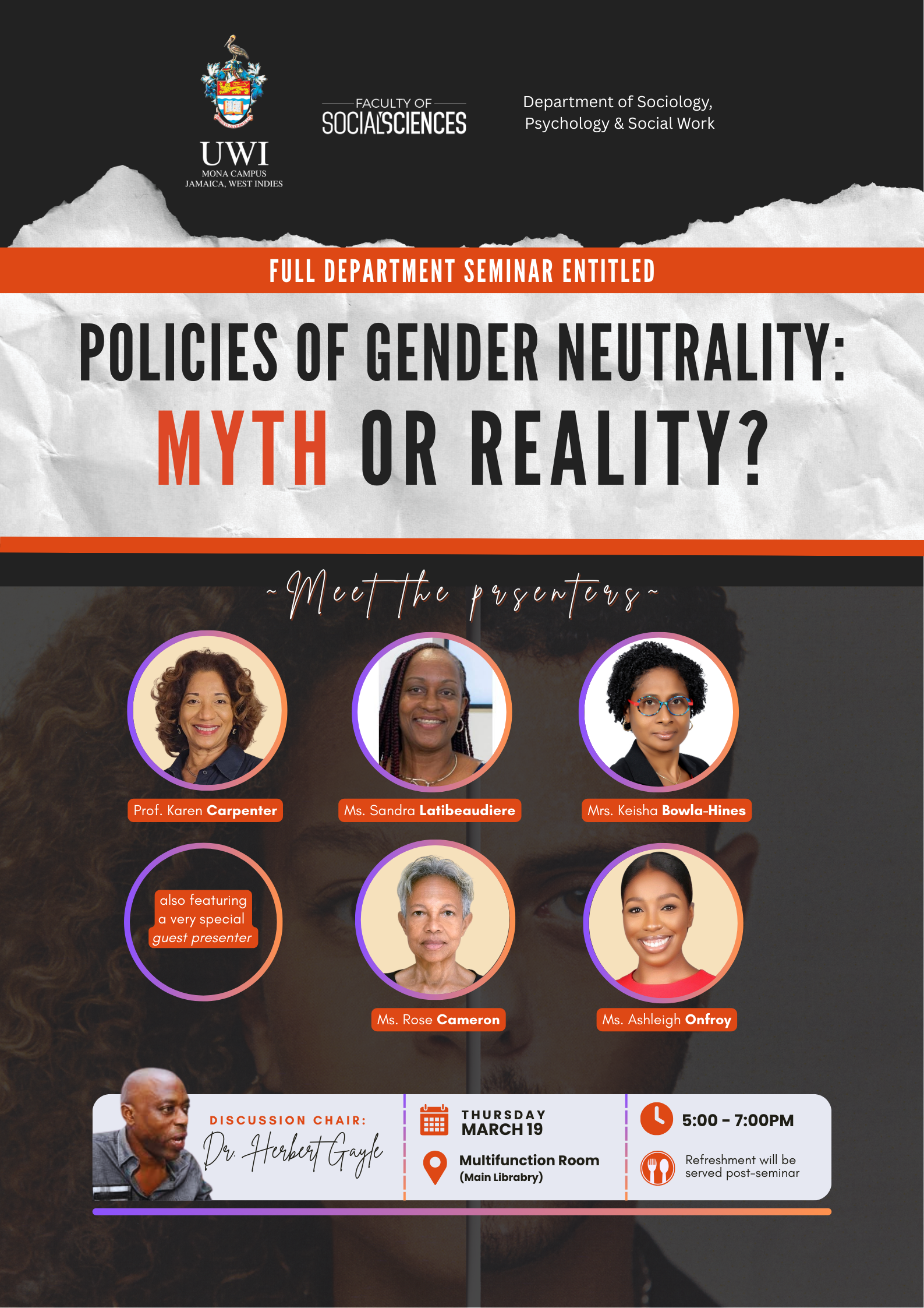 SPSW Full Department Seminar: Policies of Gender Neutrality: Myth or Reality? 