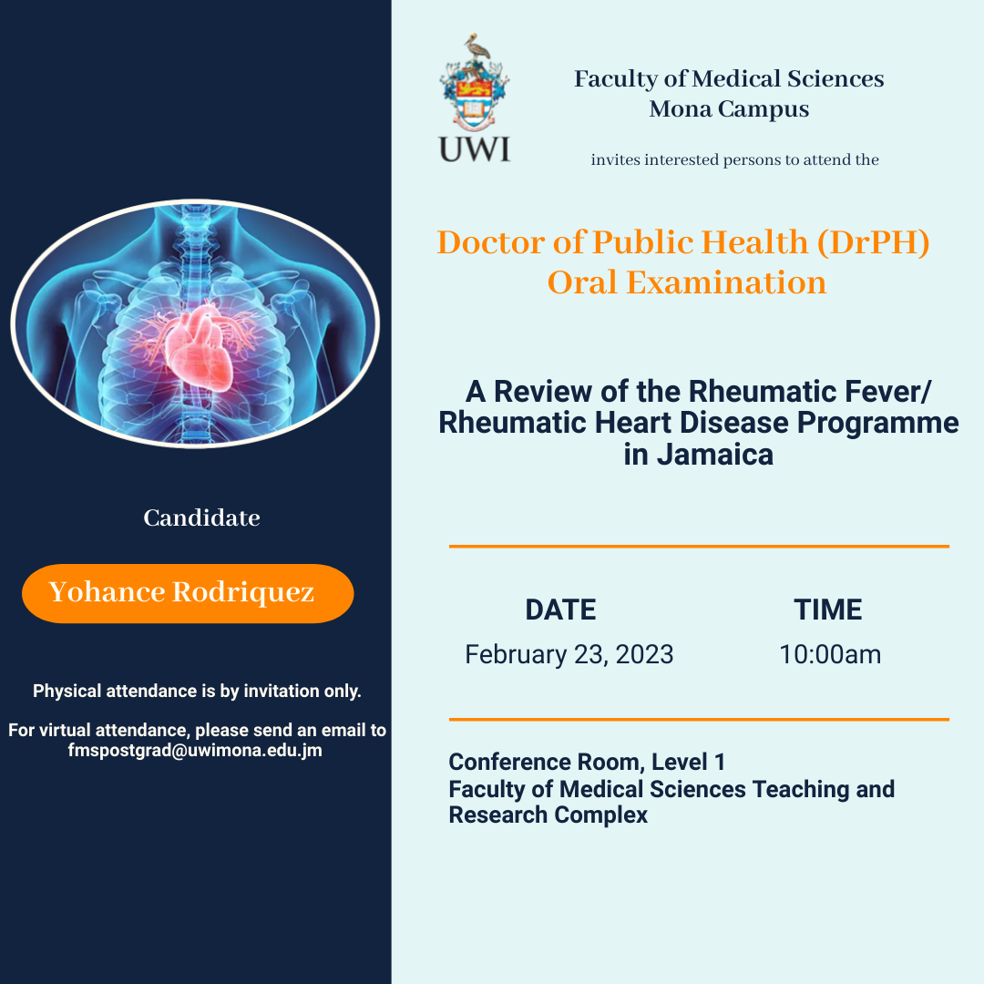 Doctor of Public Health (DrPH) Oral Examination- Dr Yohance Rodriguez